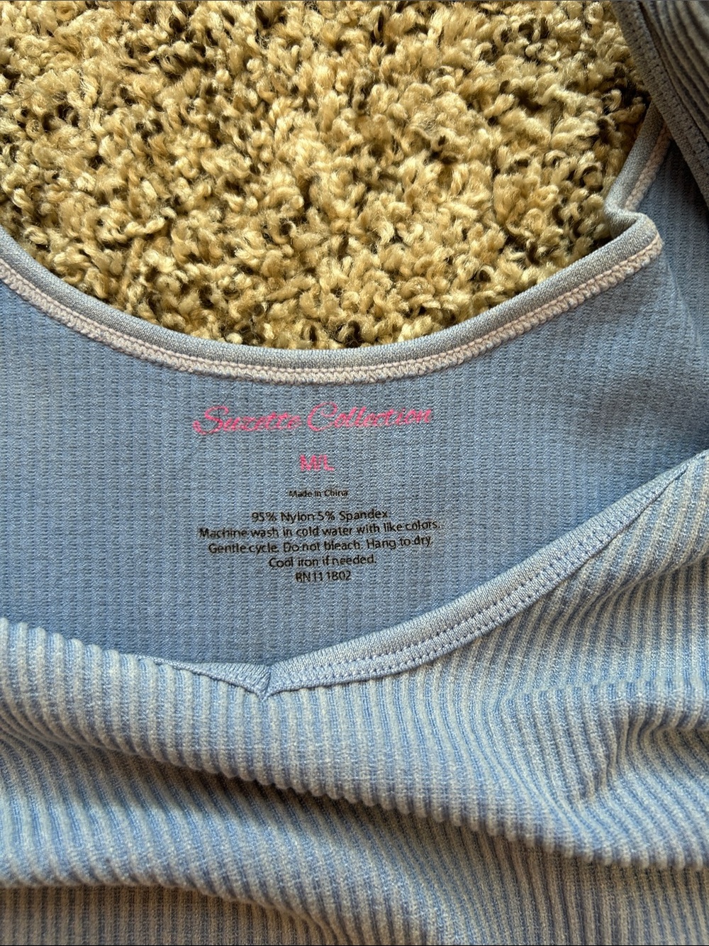 Scoop Neck Ribbed Cropped Tank - Light Blue - Picture 2 of 3